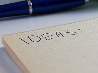 'ideas' written on notepad 'ideas' written on notepad